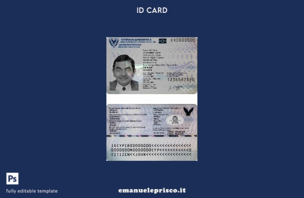 modello di documento d'identità di Cipro in stile verificato